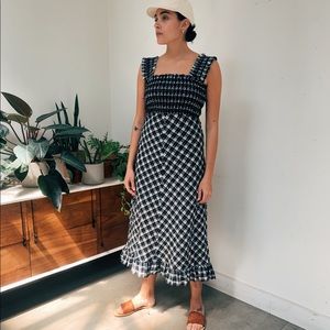 Ganni seersucker smocked dress